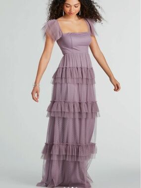 Arylee Polka Dot A-Line Ruffle Tulle Formal Dress